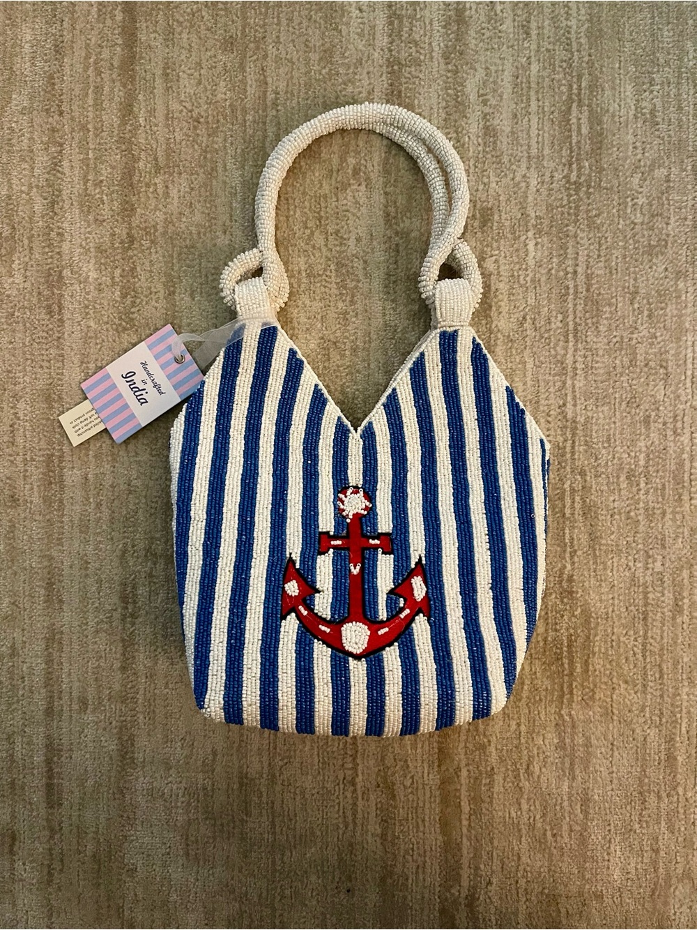 ⚓️Navy & White Striped BEADED Anchor Bag
JUST RELEASED